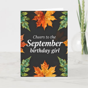 Prost auf das September-Geburtstagsmädchen Text Karte