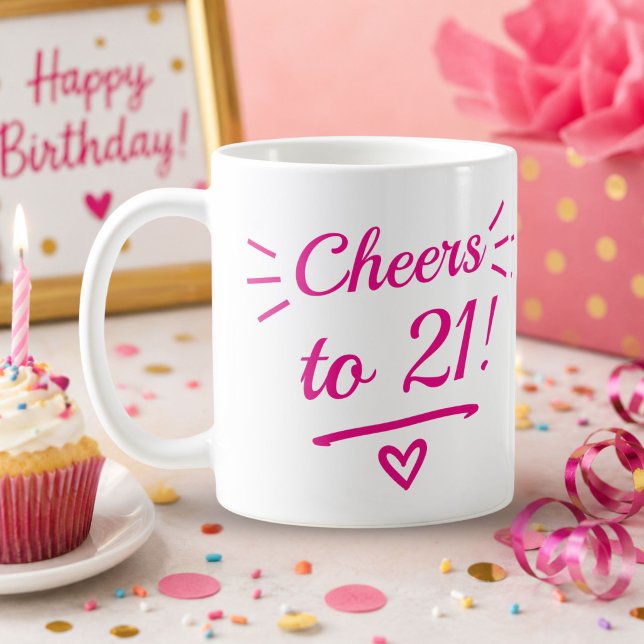 Prost auf den 21. Lustigen Rosa Meilenstein-Geburt Kaffeetasse (Von Creator hochgeladen)