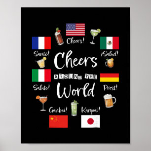 Prost auf der ganzen Welt Urlaub Trinken Lustig Ge Poster