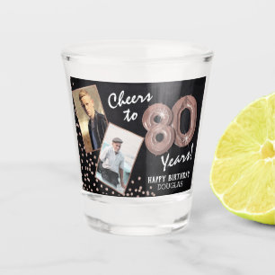 Prost auf die 80. Geburtstagsfeier 2 Fotos Schnapsglas