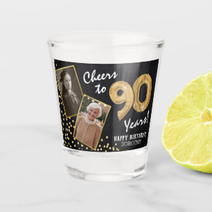 Prost auf die 90 Jahre Geburtstag 2 Foto Schnapsglas