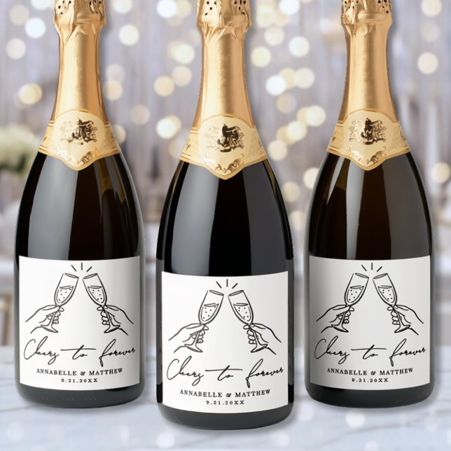 Prost auf die einfache Hochzeit für immer (Cheers To Forever Simple Wedding Sparkling Wine Label )