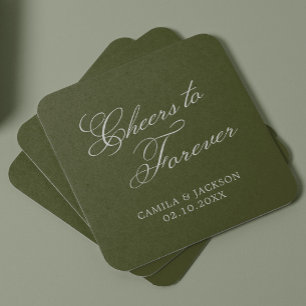 Prost auf die Forever Green Hochzeit Rechteckiger Pappuntersetzer