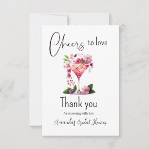 Prost auf die Liebe Blush Pink Florale Hochzeitsdu Dankeskarte