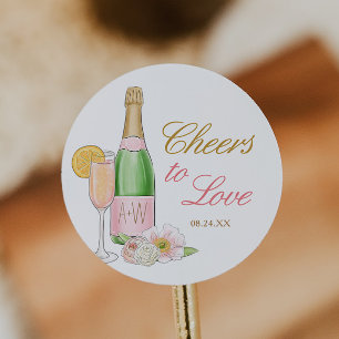 Prost auf die Liebe Braut-Brunch und Prickelndes G Runder Aufkleber