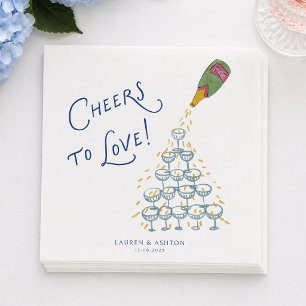 Prost auf die Liebe Champagner-Turm Hochzeitsservi Serviette