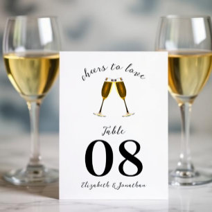 Prost auf die Liebe Champagnergläser Hochzeitsempf Tischnummer