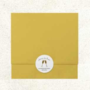 Prost auf die Liebe Champagnergläser Runder Aufkleber