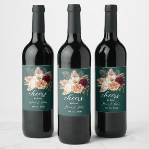 Prost auf die Liebe Emerald Hochzeitsetikett Weinetikett