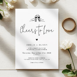 Prost auf die Liebe Minimalistische Schrift Retro- Einladung