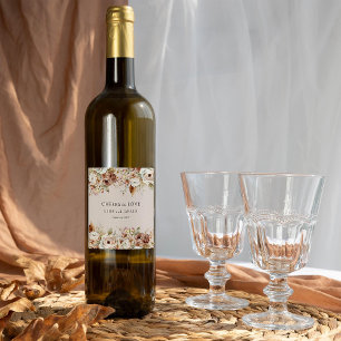 Prost auf die Liebe Rustikale Land-Blumen-Hochzeit Weinetikett