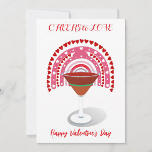 Prost auf die Liebe Valentinstag Hearts Cocktail R Feiertagskarte