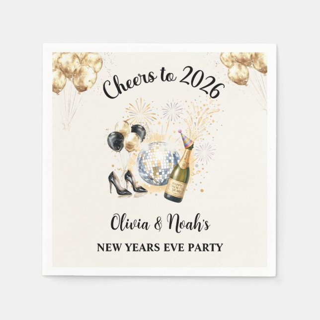 Prost auf die Silvesterparty 2026 Serviette (Vorderseite)