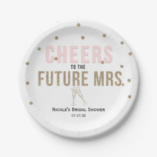 Prost auf die zukünftige Mrs. Moderne Hochzeitspar Pappteller