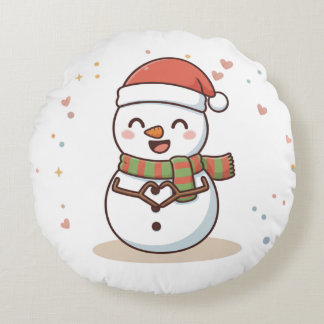 Prost auf eine coole Weihnachts-Schneemann-Karte Rundes Kissen