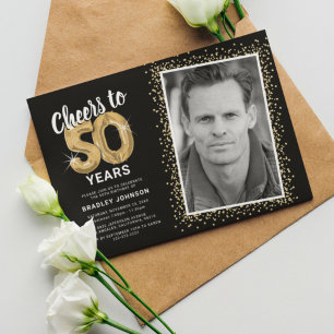 Prost auf fünfzig Jahre 50. Geburtstagsfoto Einladung