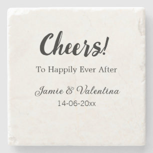 Prost auf glückliches Leben zusammen Name des Paar Steinuntersetzer