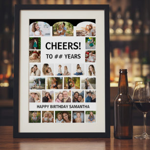 Prost Auf Jeden Geburtstag Meilenstein Foto-Collag Poster