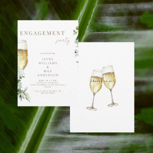 Prost auf uns Champagner-Tost Engagement-Party Einladung