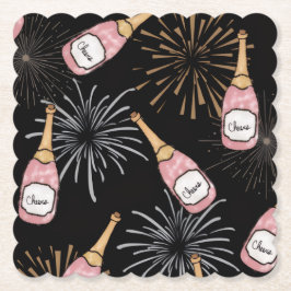Prost aufs neue Jahr Champagner & Feuerwerk Untersetzer