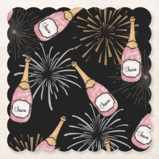 Prost aufs neue Jahr Champagner & Feuerwerk Untersetzer