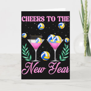 Prost aufs neue Jahr Champagner Gl & Volleybal Karte
