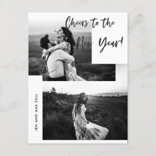 Prost aufs Neue Jahr Zwei Fotos Feiertagspostkarte