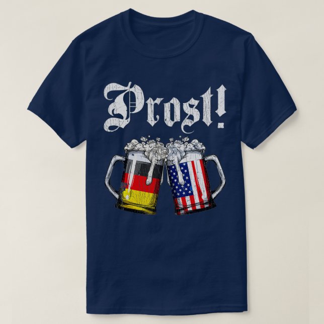 Prost Beer Deutsche Fahne T Oktoberfest Männer T-Shirt (Design vorne)