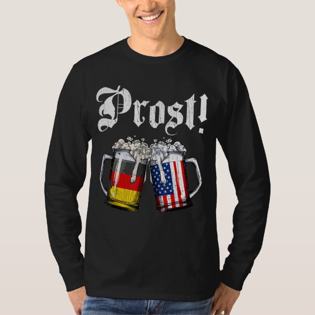 Prost Beer Deutsche Flagge Oktoberfest Männer Mu T-Shirt (Vorderseite)