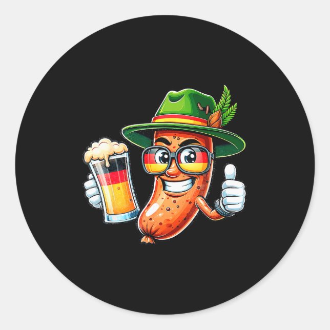 Prost Beer German American Flag Men Mug  Runder Aufkleber (Vorderseite)