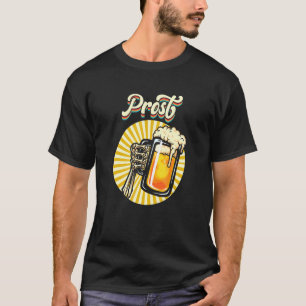 Prost Beer Tasse Skelett Hand Oktoberfest Deutsch T-Shirt