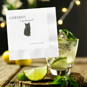 Prost Benutzerdefinierte Katze Schwarzer Text Hoch Serviette