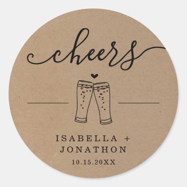 Prost Bier Hochzeit Aufkleber (Vorderseite)
