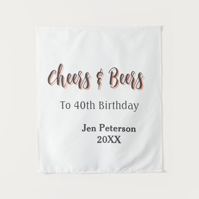 Prost & Bier zum 40. Geburtstag graues Namensjahr  Wandteppich (Vorderseite)