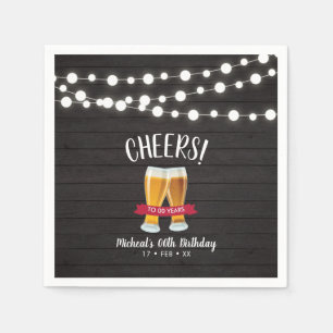 Prost Biere   Rustikale Holz Erwachsene Geburtstag Serviette