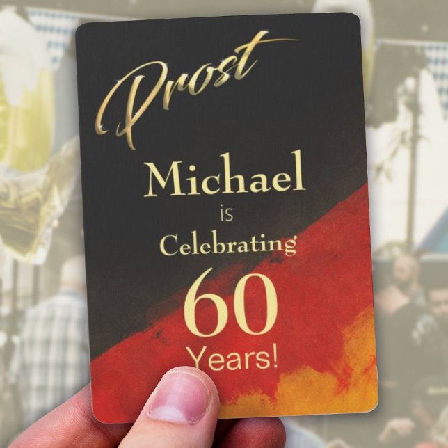 Prost Black Red Gold 60. Geburtstag Spielkarten (Prost (Cheers) to 60 Years Happy Birthday Personalized Playing Cards Modern Black Red Gold Design.)