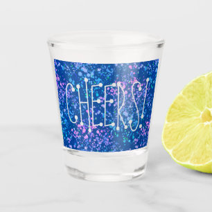 Prost! Blau mit Hübsch rosa Lila Blue Spritzer Schnapsglas