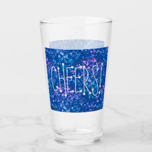 Prost! Blau mit Rosa, Lila Spritzer Blau Glas