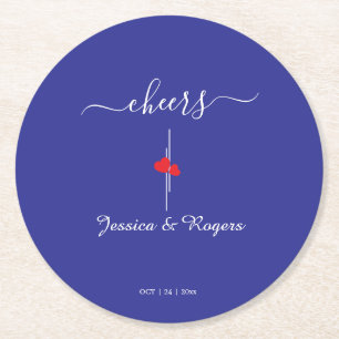 Prost Blaue Hochzeit Personalisierter Papierunters Runder Pappuntersetzer