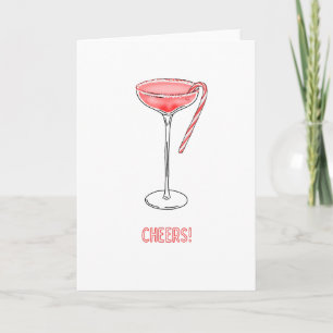 Prost! Candy Cane Cocktail Weihnachtskarte Karte