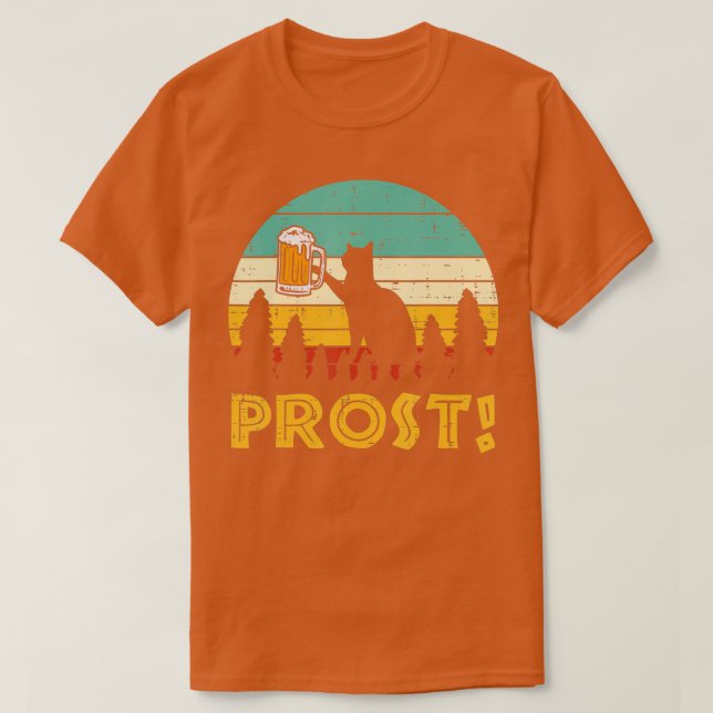 Prost Cat Silhouette Retro Bayerisches Oktoberfest T-Shirt (Design vorne)