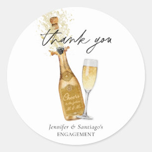 Prost Champagner Verlobung Danke Runder Aufkleber
