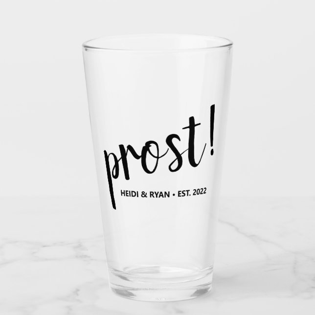 "Prost" Cheers Wedding Geschenk Bier Drink Glas (Vorderseite)