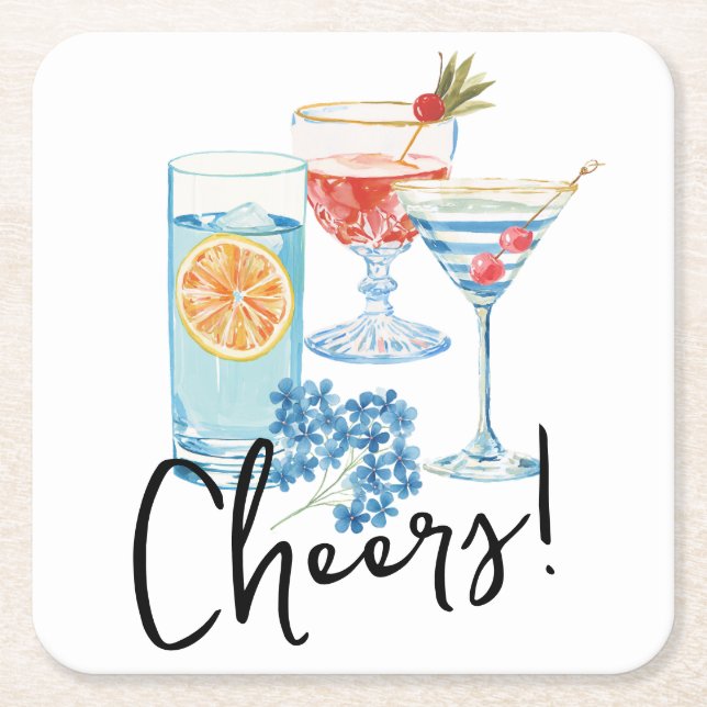 Prost Cocktailparty Rechteckiger Pappuntersetzer (Vorderseite)