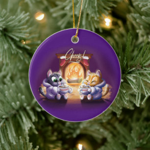 PROST! COCOA CATS von Jeff Willis Art Keramik Ornament