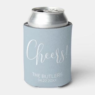 Prost! Custom Dusty Blue Wedding Can Cooler Dosenkühler