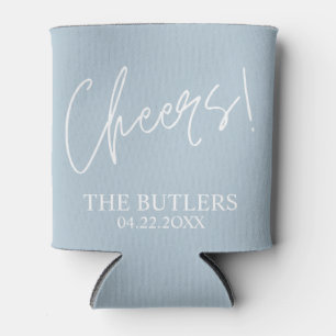 Prost! Custom Dusty Blue Wedding Can Cooler Dosenkühler