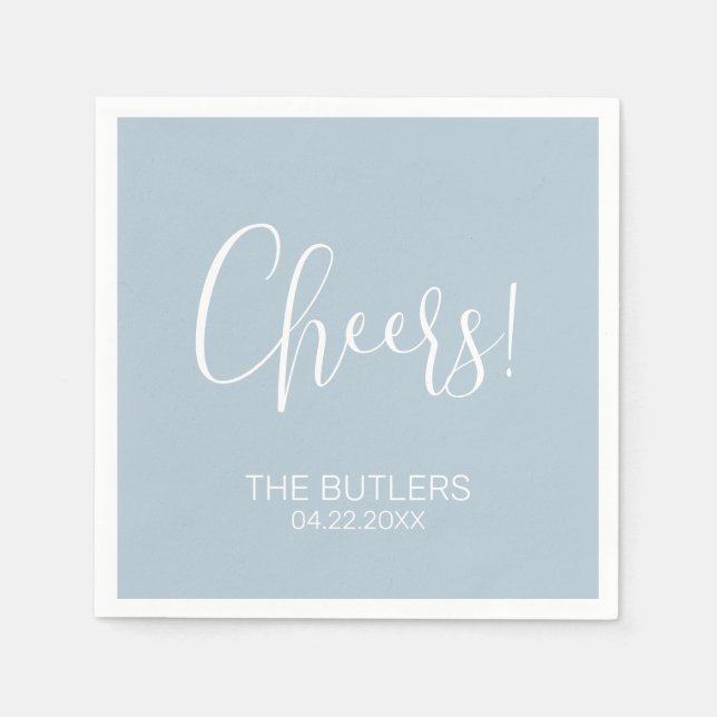 Prost! Custom Dusty Blue Wedding Napkins Serviette (Vorderseite)