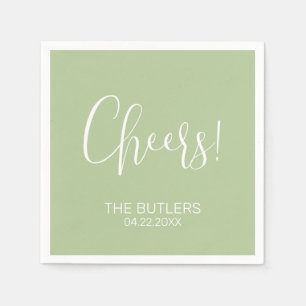 Prost! Custom Sage Green Wedding Napkins Serviette