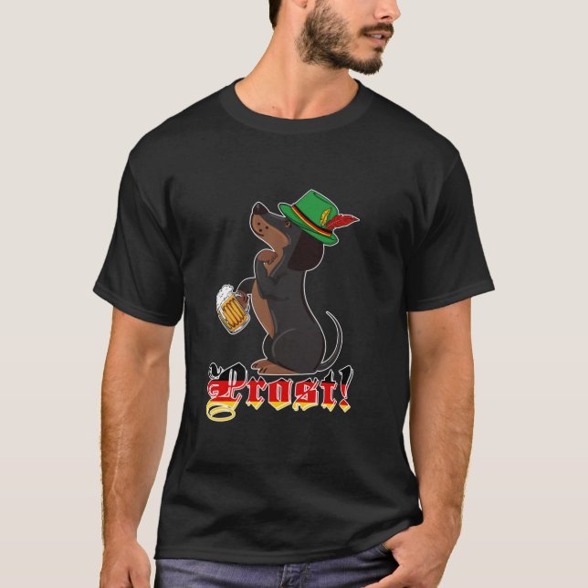 Prost Dackel Weiner Dog Lederhosen Deutschland Okt T-Shirt (Vorderseite)